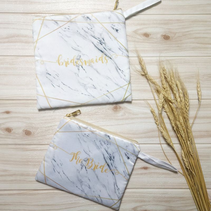 Custom Pouch Makeup Souvenir Bridesmaid hadiah pernikahan seserahan