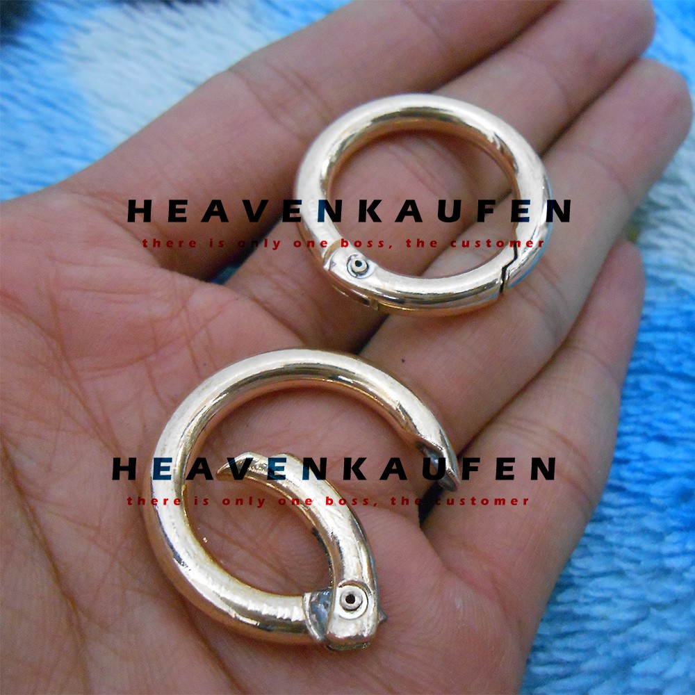 Ring Bulat Tas Model Buka - Tutup Warna Gold Muda Diameter 2 cm Tebal 4 mm