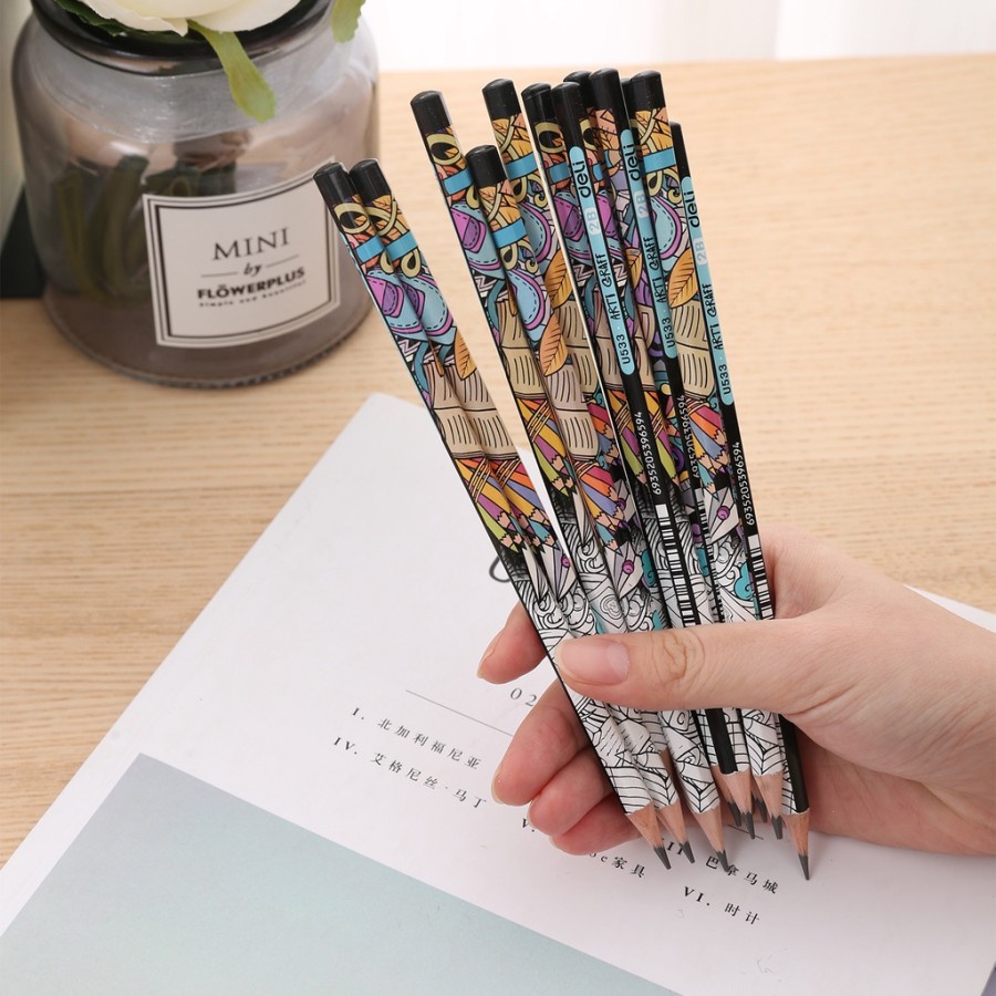 PENSIL KAYU 2B ART GRAFF GRAPHITE MOTIF UNIK PENCIL - Deli EU53300