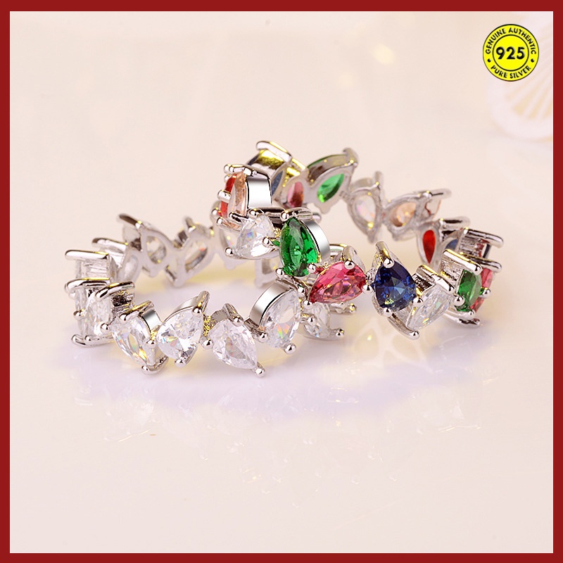 Cincin Zircon Berlian 18k Platinum Bentuk Water Drop Pear Untuk Wanita