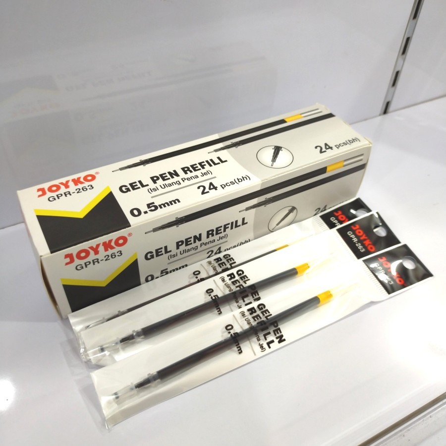 JOYKO GPR-263 Refill Pulpen Gel 0.5 - Lancip - Jarum (Pak isi 24) Isi Ulang Pen Tinta - Hitam