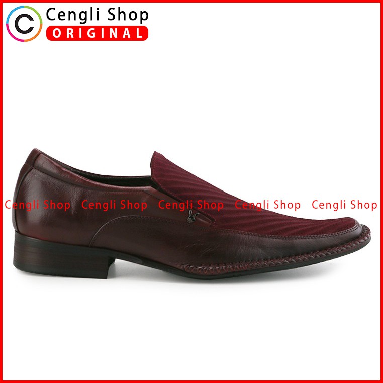 SEPATU PANTOFEL KULIT PLAYBOY PRIA ORIGINAL CASUAL SEMI FORMAL BRANDED ASLI MERAH MAROON PL87