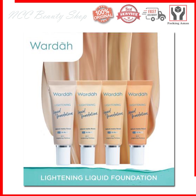 * NCC * Wardah Lightening Liquid Foundation Dengan SPF 30 PA +++ Natural Matte Finish Saset - Kemasan Sachet