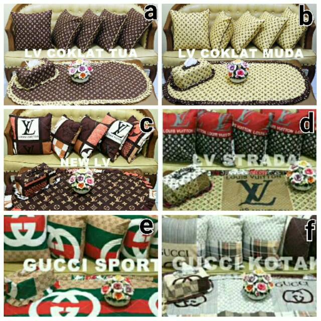 Sarung Bantal Sofa 40x40 cm LV Coklat Tua LV Coklat Muda New LV GUCCI Sport GUCCI KOTAK LV Strada