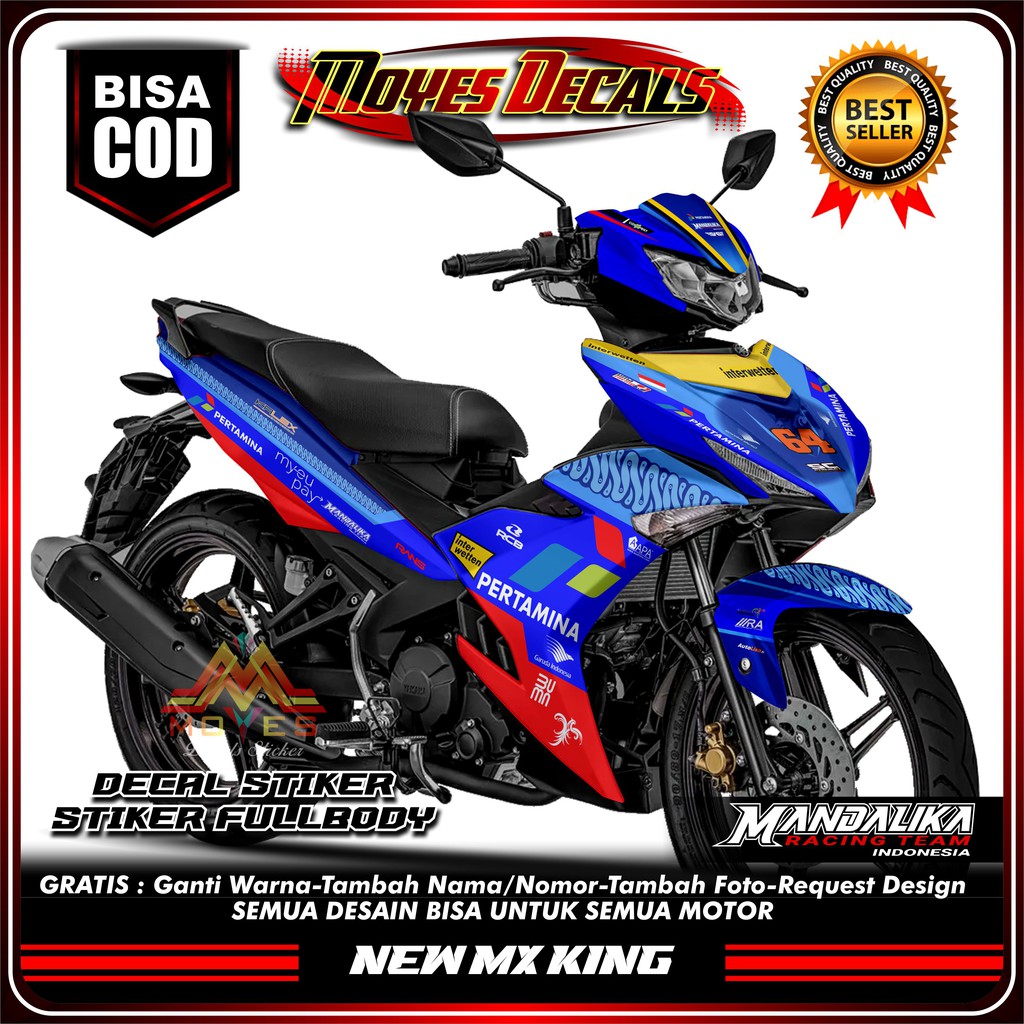 stiker motor jupiter mx king new mandalika biru decal jupiter mx king new mandalika stiker fullbody 