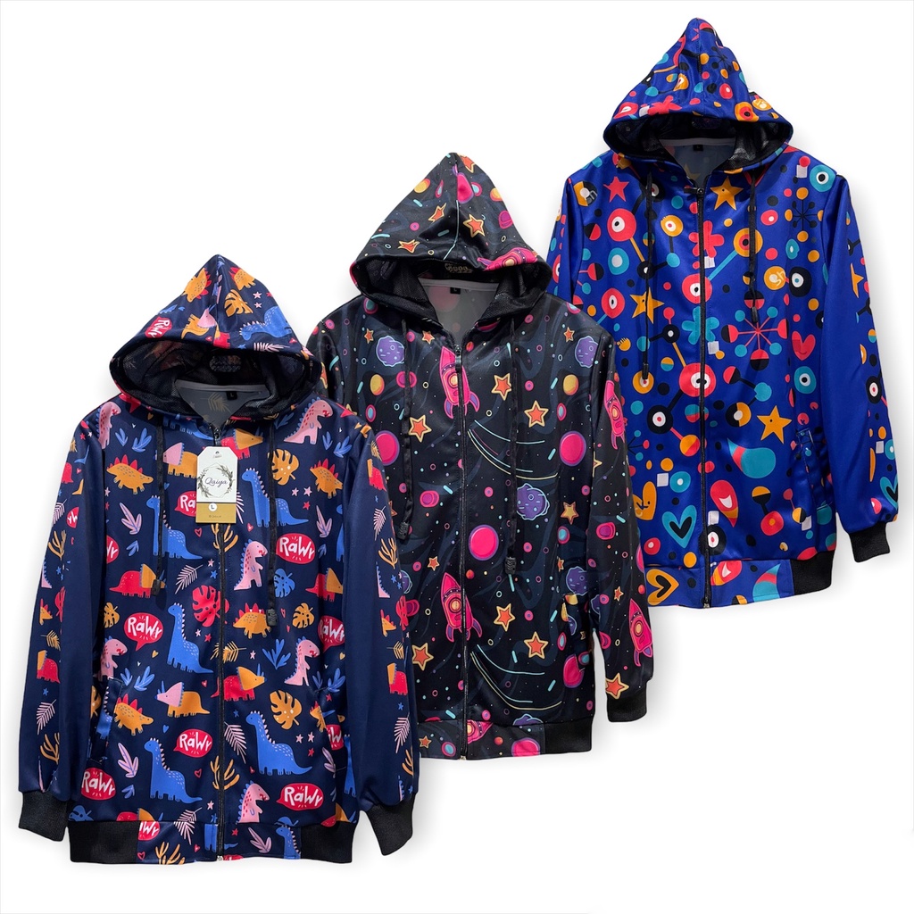 Zhavin Jaket Anak Motif Printing bahan lotto Unisex