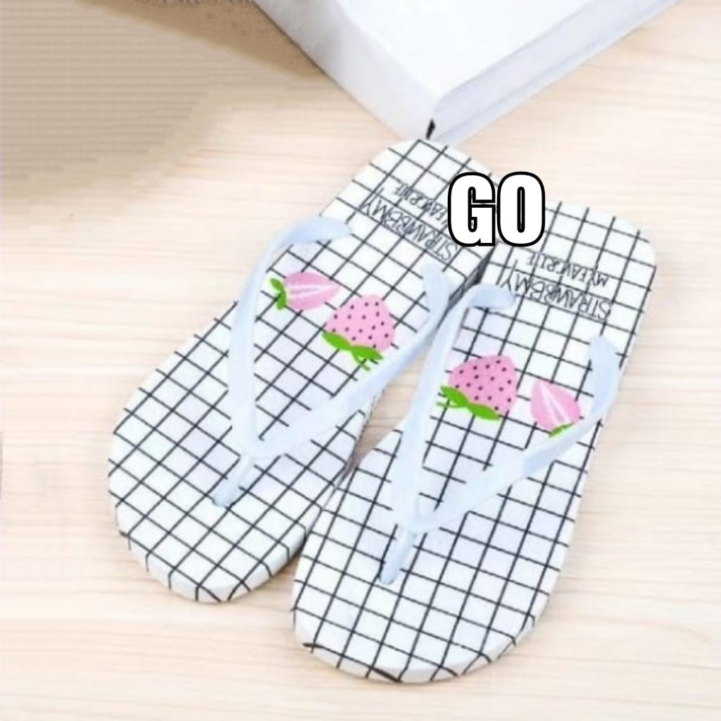 sogo Import STRAWBERRY KOTAK Sandal Wanita Murah Japit Casual Teplek Sendal Cewek Jepit