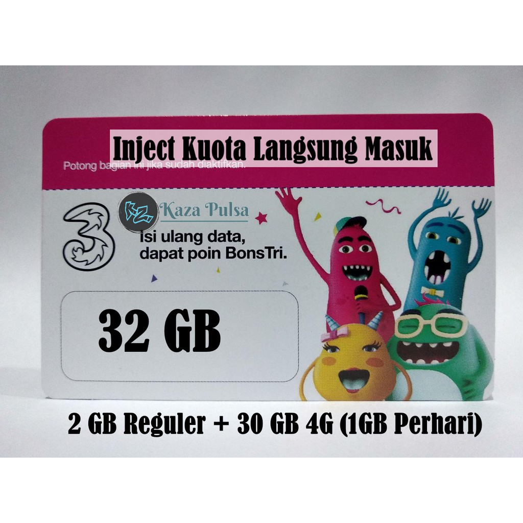 Inject Kuota Tri 32 Gb Three Internet 2gb 30gb 1gb Perhari Shopee Indonesia