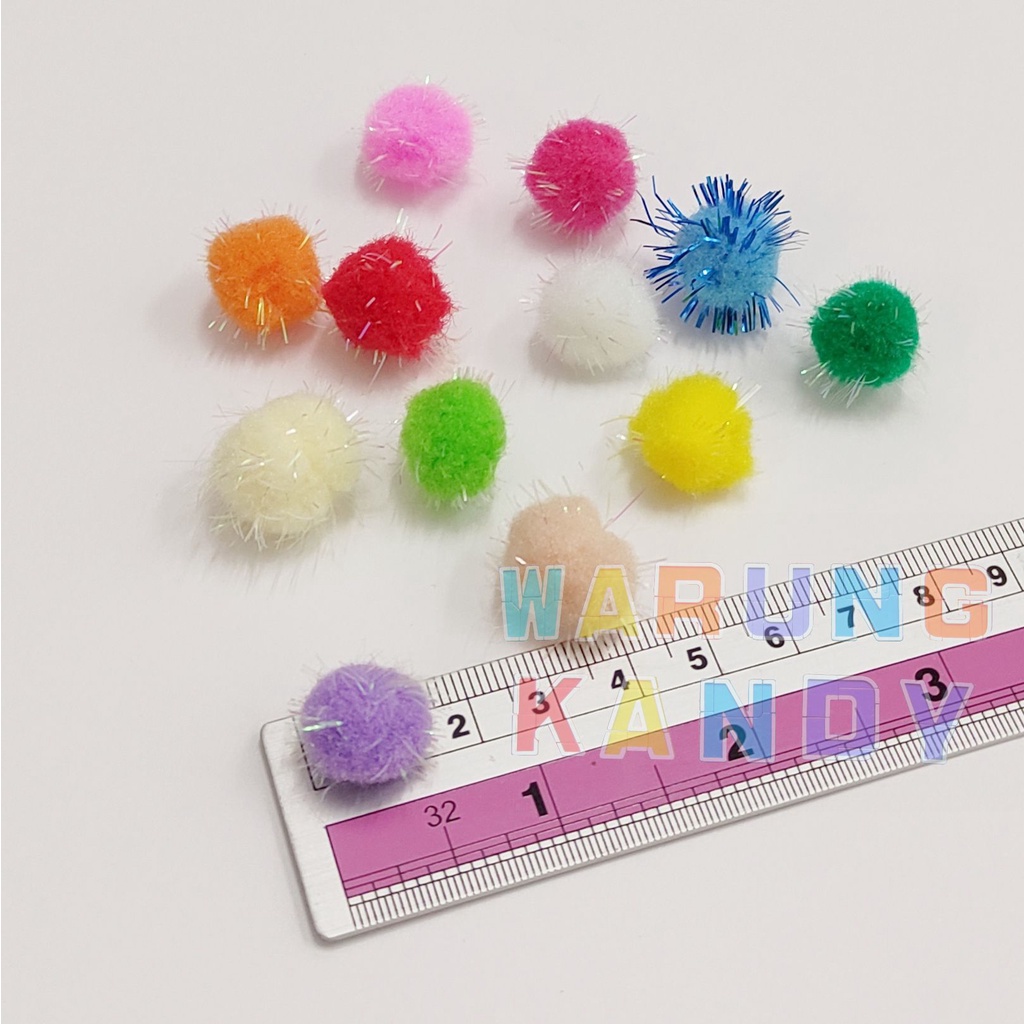 Pompom 15mm Kumis / Duri Campur Warna -100pc