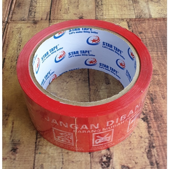 Lakban OPP Fragile Star Tape 48mm x 50m - Lakban Pecah Belah - Lakban Packing - Perlengkapan Jualan Online - Jangan Dibanting