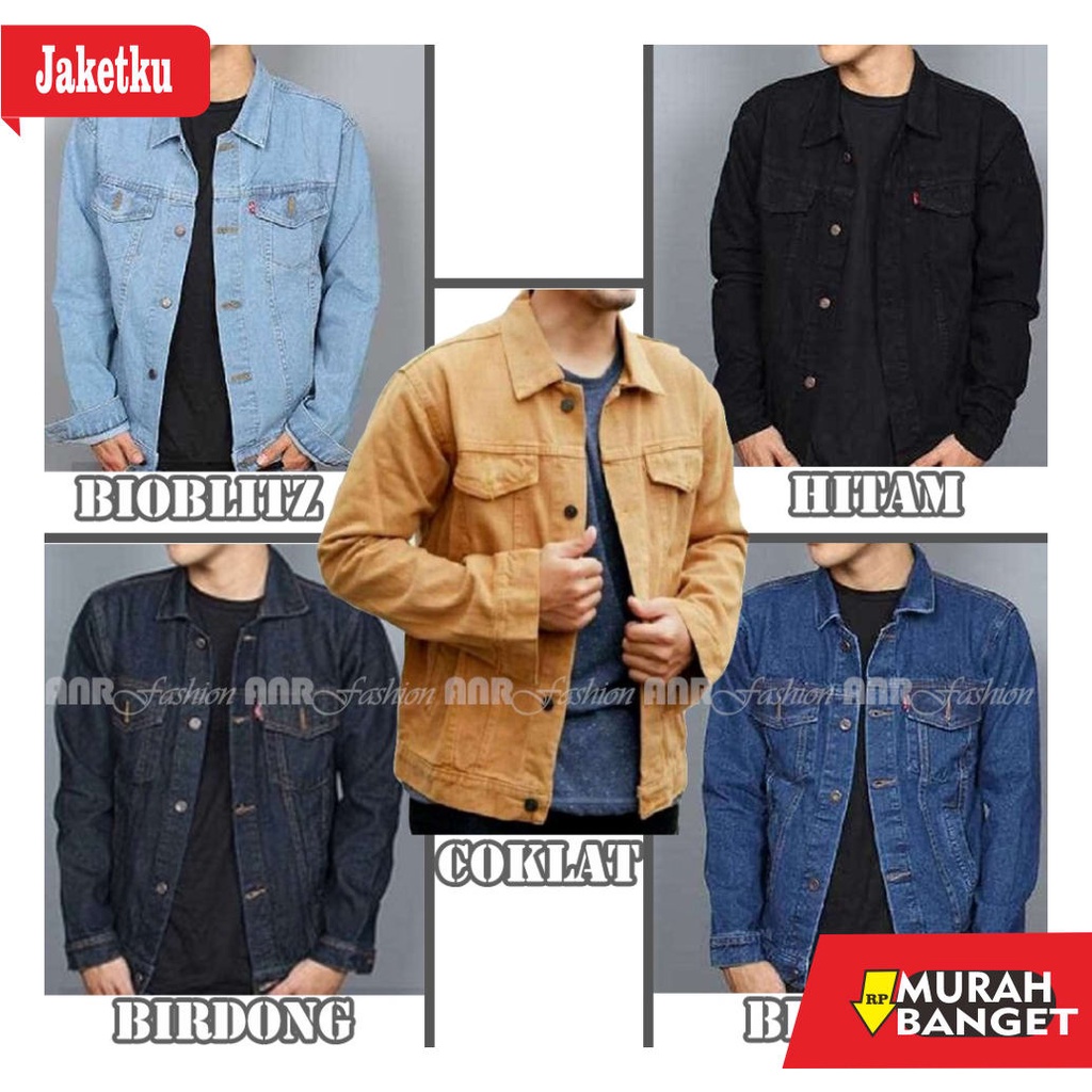 hoodie jeans pria terbaru- Jaket Jeans Denim Pria/Cowok - BioBlitz/BioWash/BiruDongker/Coklat/Hitam