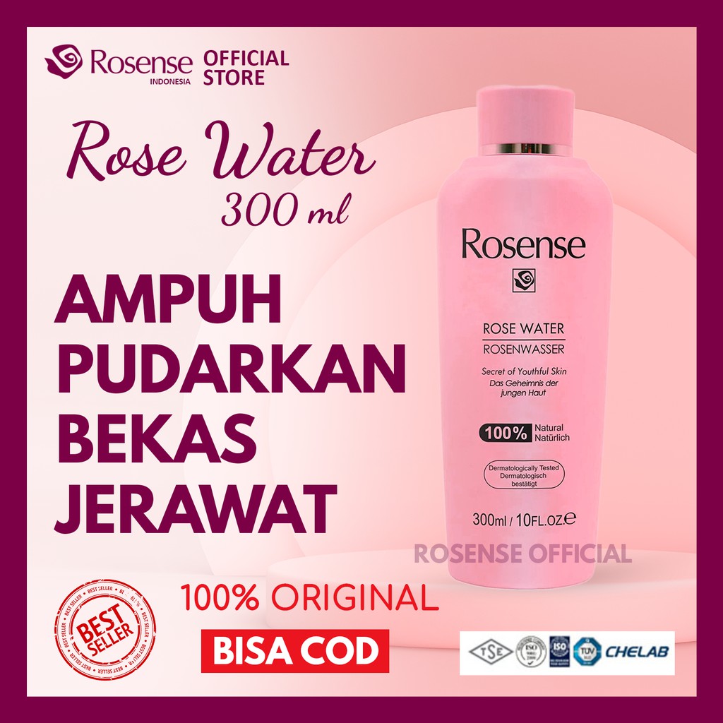 Rose Water Air Mawar Murni Natural Mawar Damascena Turki Organik Skincare Halal - Rosense