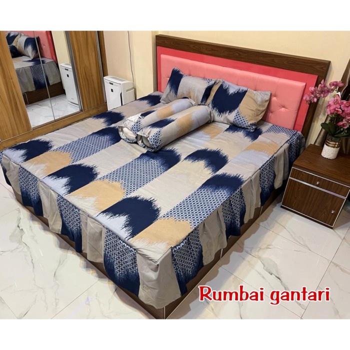 SEPREI Sprei Rumbai Motif Bunga Cantik Ukuran King 180x200 No 1 - Gantari waterproof homemade polos 
