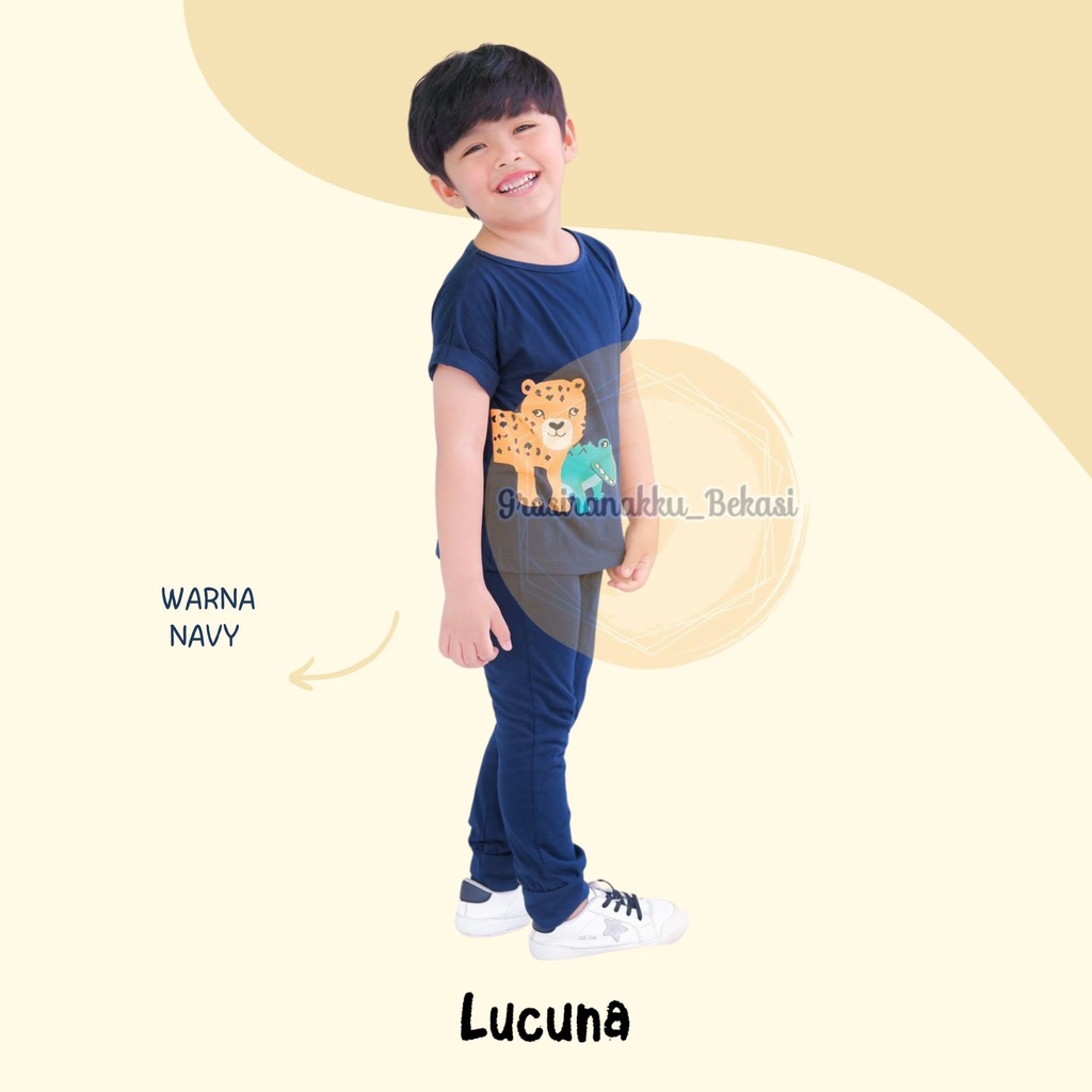 Setelan Anak Unisex Boboho Lucuna Warna Navy Size 1-5 Thn