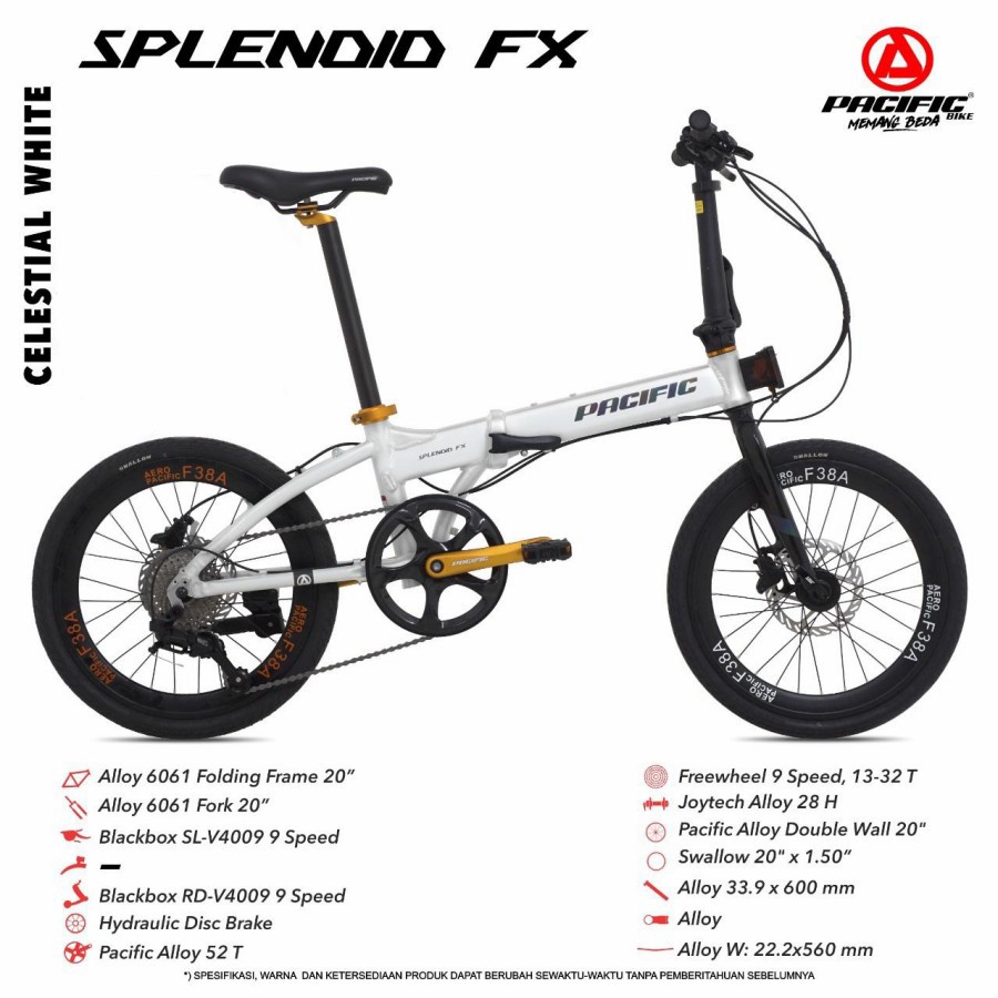 Sepeda Lipat Pacific ALLOY SPLENDID FX 1x9SP 20 inch Garansi SNI-1