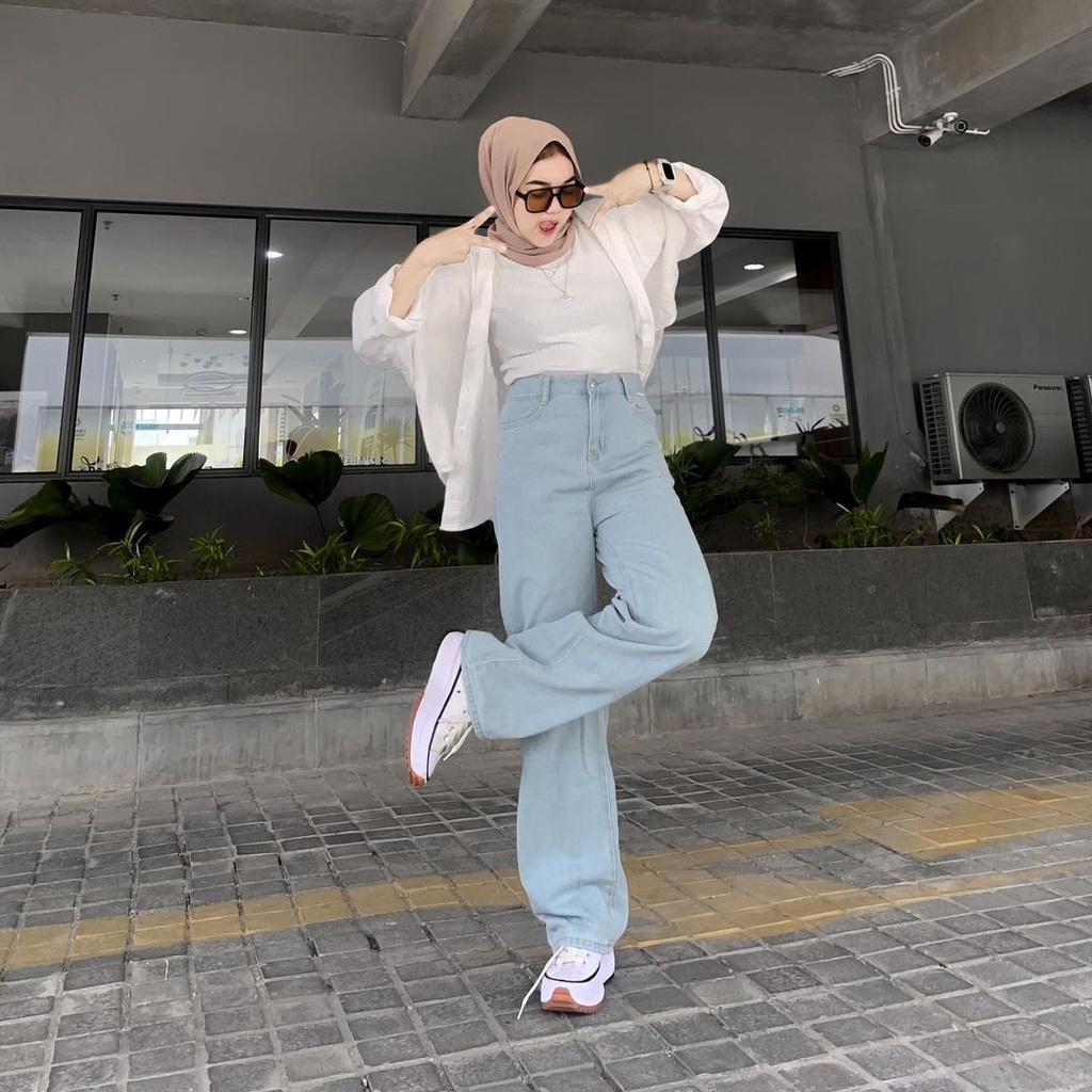 Ayunalabel Highwaist Kulot Loose Jeans Wanita Kekinian