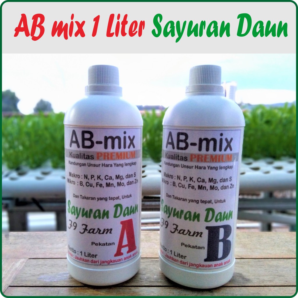 AB Mix 1 L Cair Pupuk Nutrisi Hidroponik Sayuran Daun 200 Liter