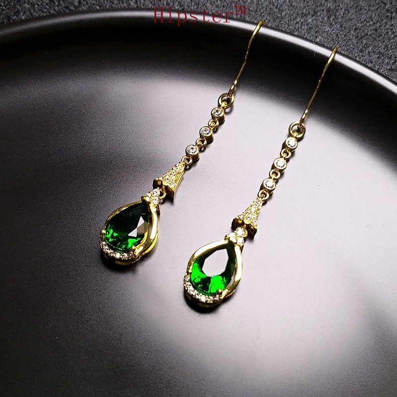 Hot Sale Light Luxury Colored Gems Micro Inlaid with Diamond Crystal Ear Hook