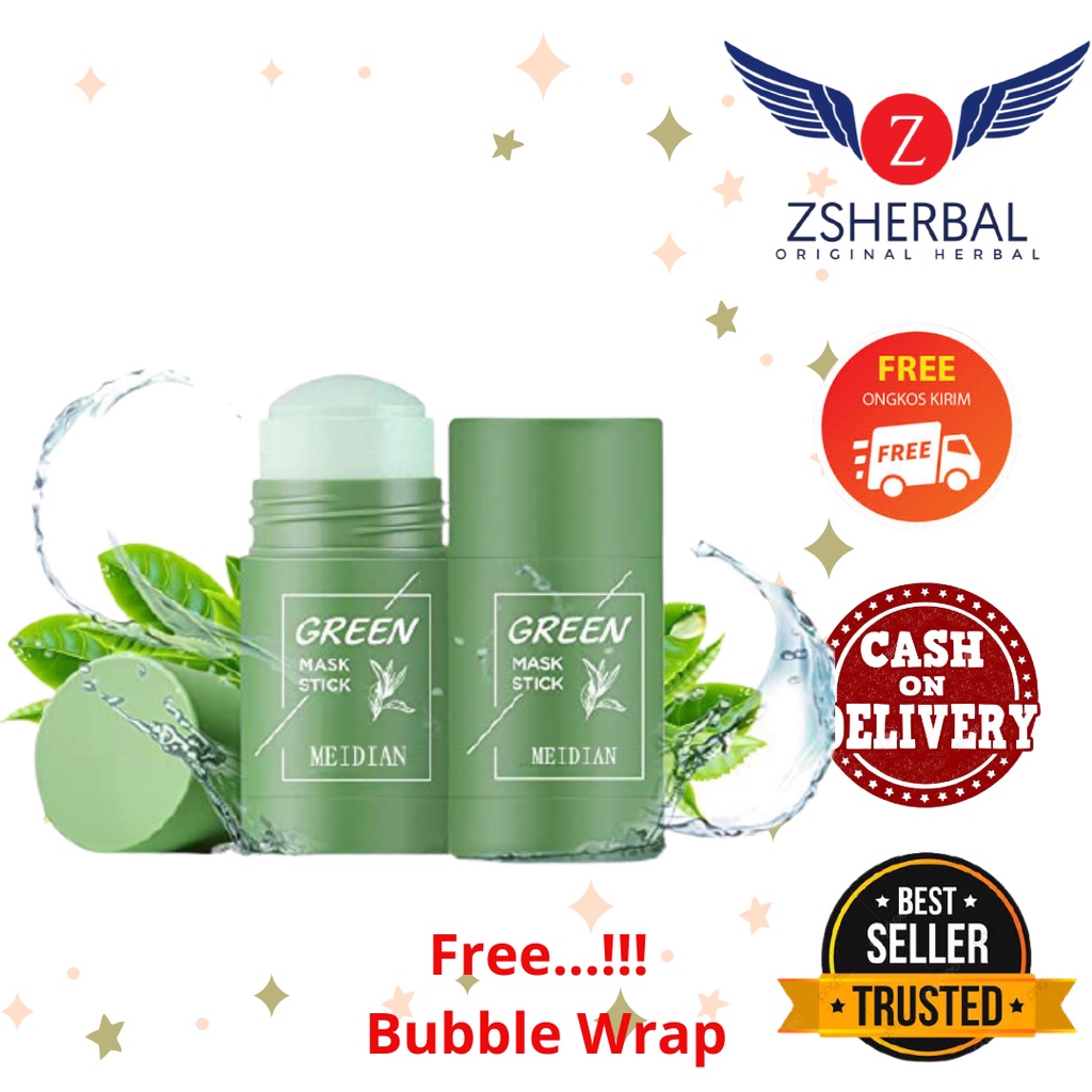 ZS (COD) MEIDIAN Green Mask Stick - Eggplant Mask Stick | Masker Wajah Green Tea - Eggplant