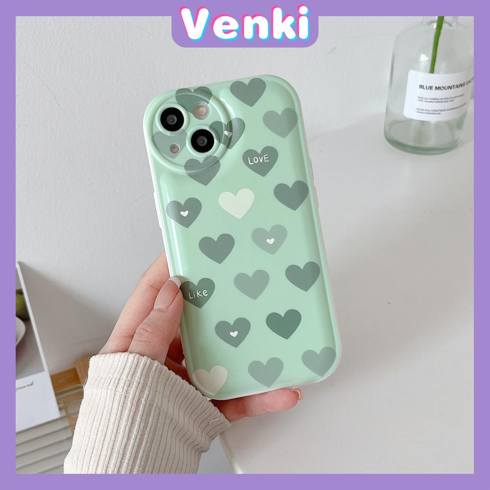 iPhone Case TPU Silicone Soft Case Airbag Shockproof Protection Camera Green Heart Compatible For iPhone 11 Pro Max 13 Pro Max 12 Pro Max 7Plus xr XS Max