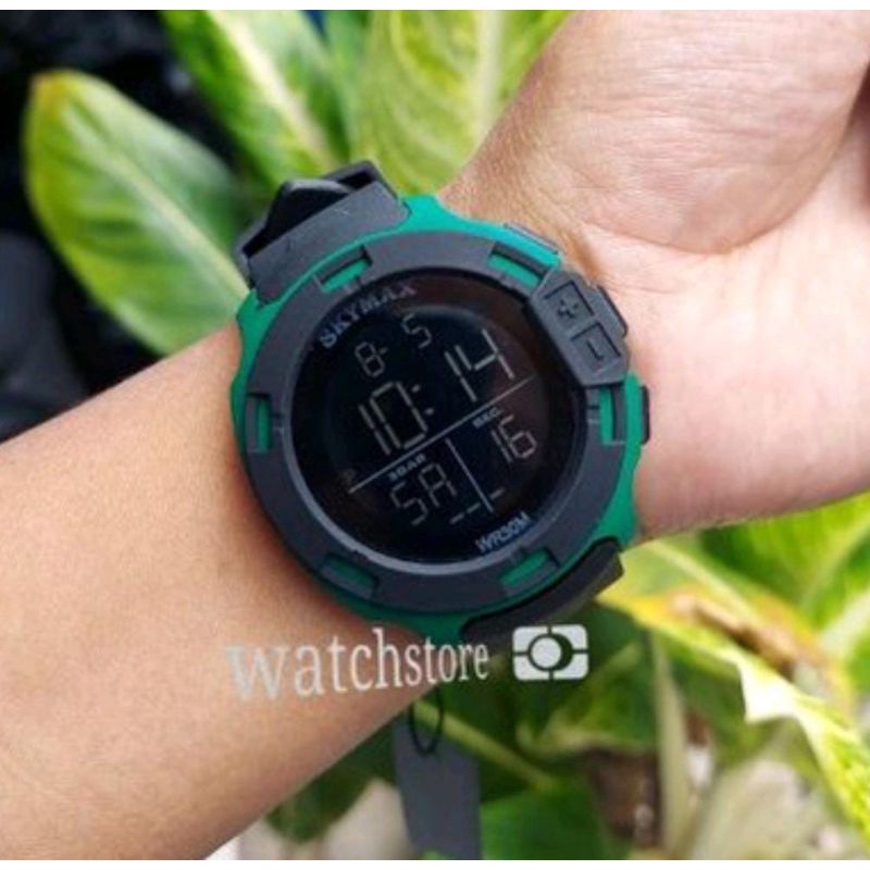Jam Netizen Jam Tangan Skymax Jam Tangan Pria Tahan Air Menyelam Jam Tangan Couple Sepasang Free Baterai Box Analog Baterai Jam Tangan Waterproof-Hijau pria