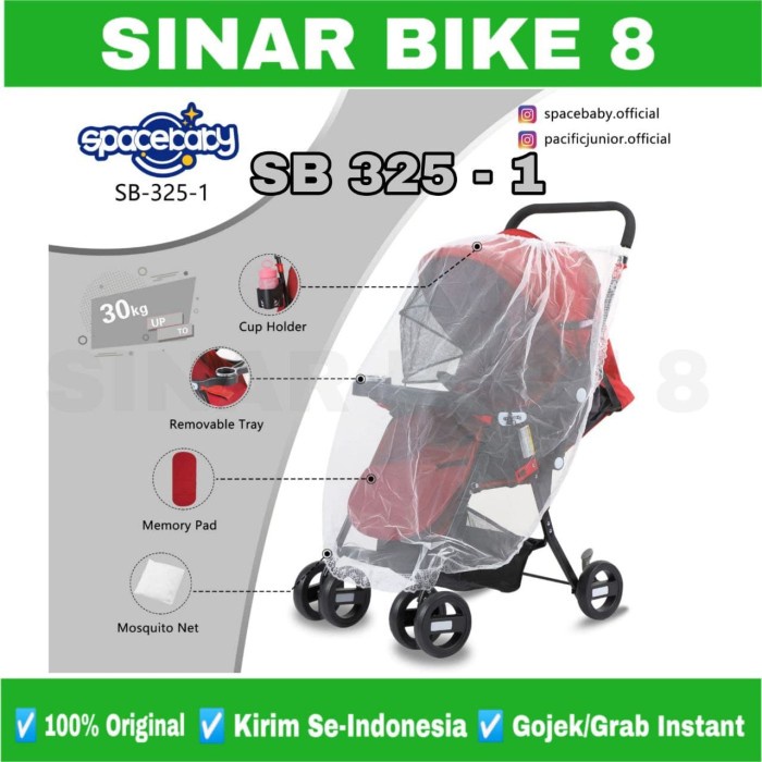 Kereta Dorong Anak Bayi Baby Stroller SPACEBABY SB 325-1 Tudung Nyamuk