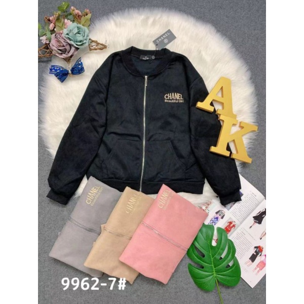 jaket hoodie zara chanel import suede termurah terlaris