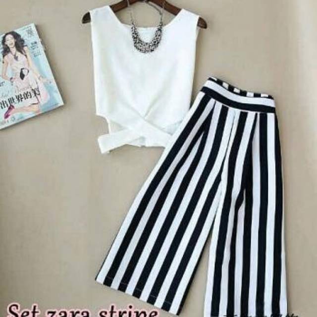 vs set zara stripe white gil 84.000  matt wedges import ld92-100cm pj58cm+ pants kulot spdx rayon