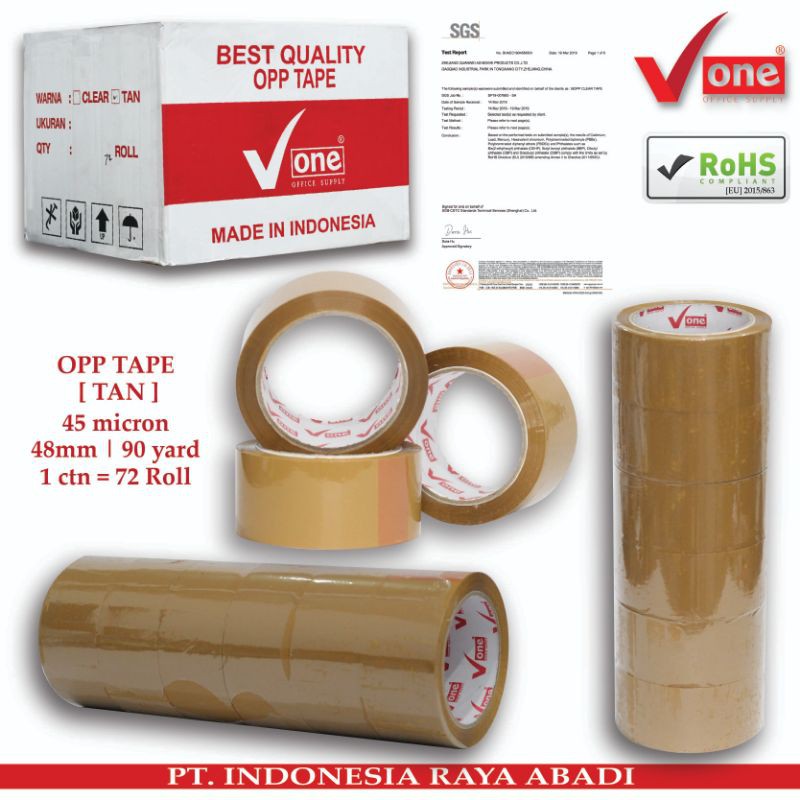 

DJB - Lakban Coklat Bening Merek V ONE 48mm x 90 yard 45 micron merk V-one
