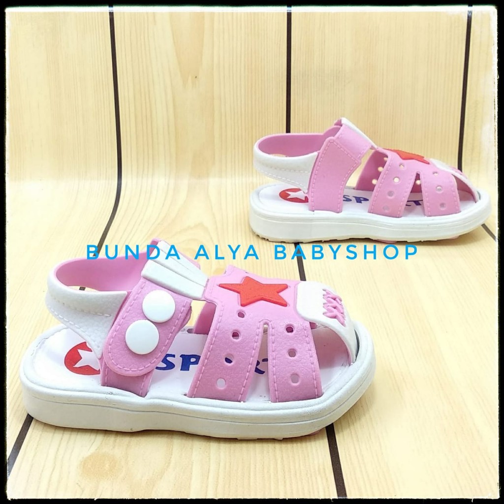 Sendal Anak Perempuan IMPORT Usia 6 Bulan 1 2 Tahun PINK - Sepatu Sandal Anak Cewek Bintang Lentur Alas Karet Anti Licin