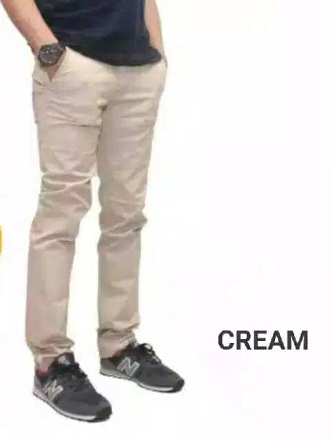 CelanaPanjang Skinny Chino Pria Formal Casual Slimfit Stylish Cream Mocca Hitam Abu-abu Coklat cino