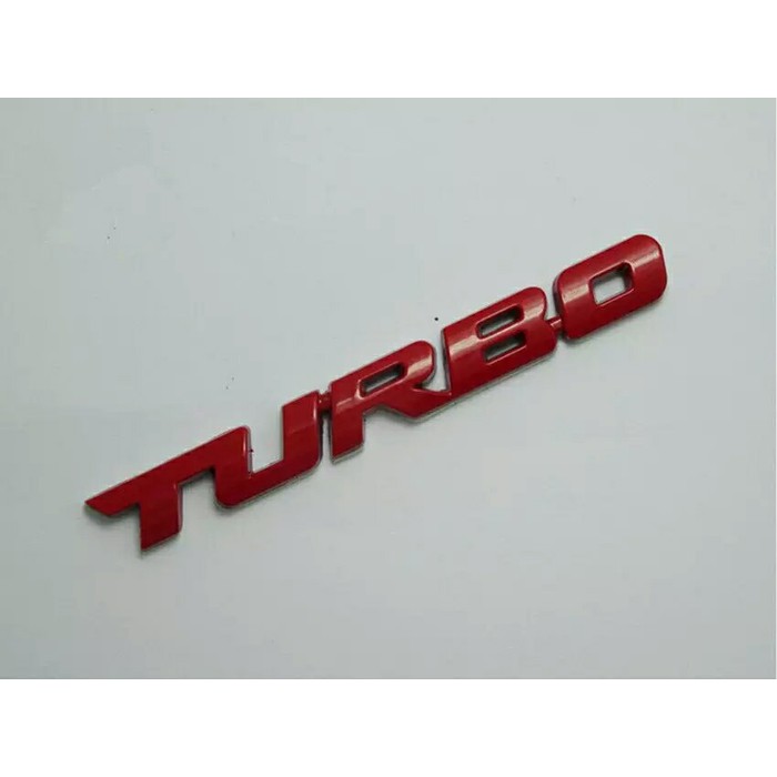 Emblem Turbo Merah Red Aksesoris Eksterior Mobil Sticker 3D Logo Tulis