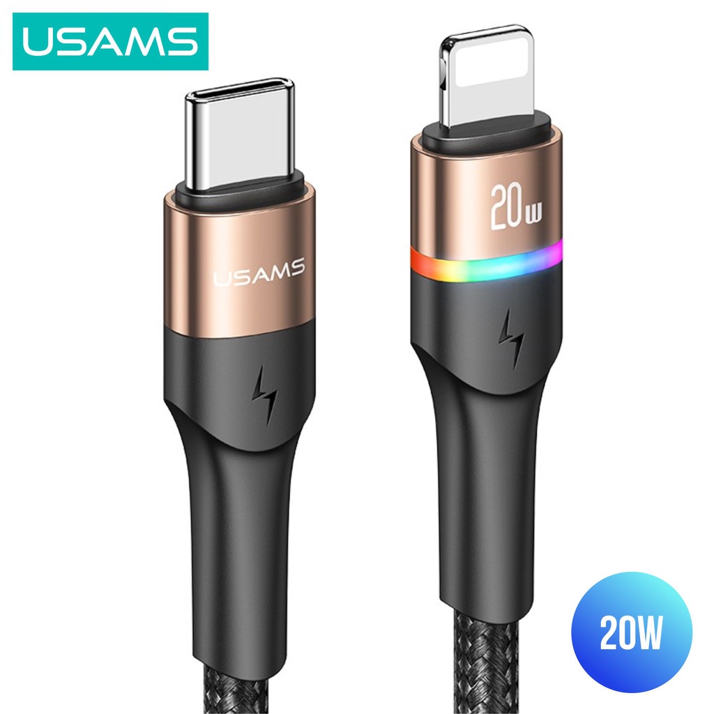 USAMS U76 Kabel Data Fast Charging Type C to Lightning 20W