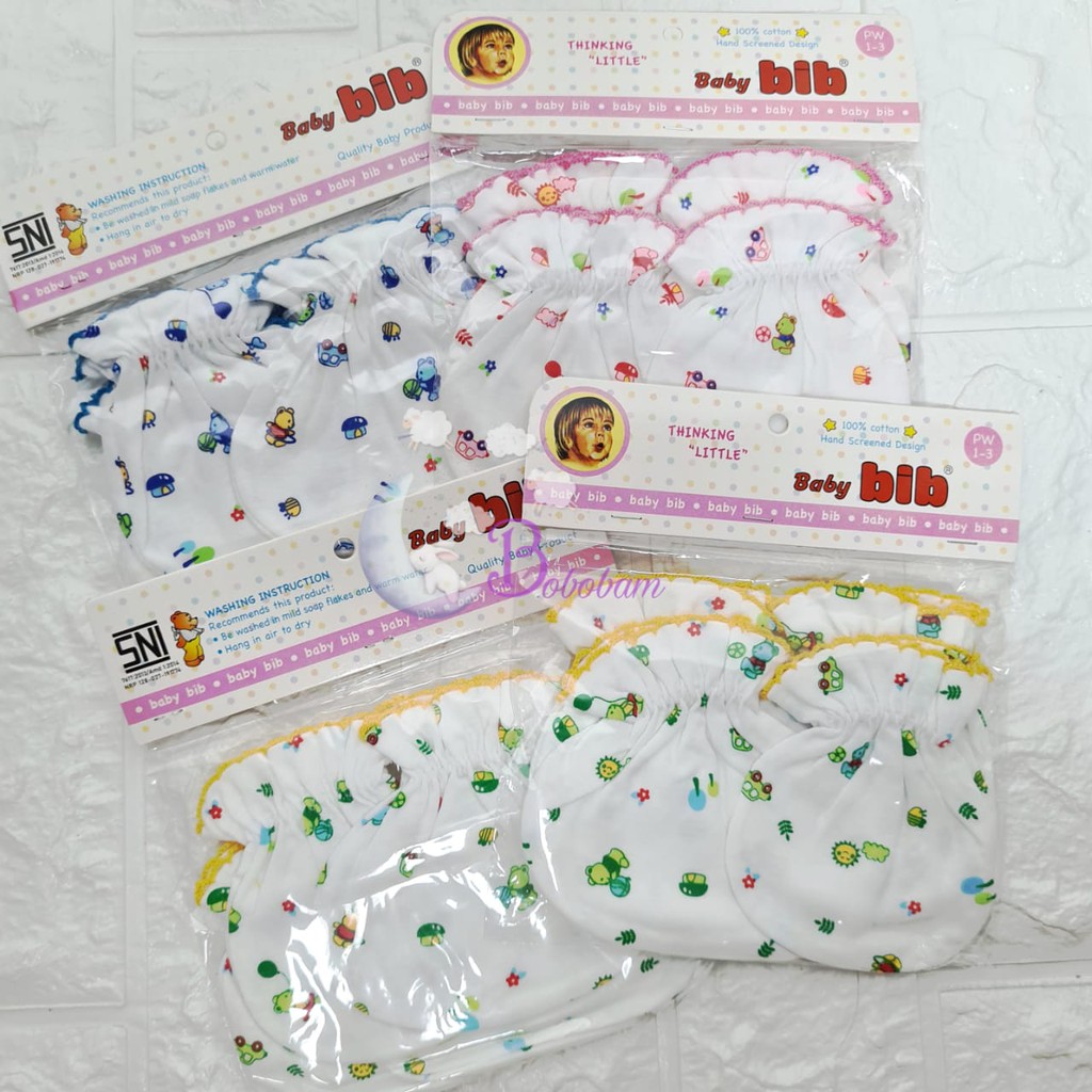 SATU SET RANDOM Sarung Tangan Kaki Baby Bayi BIB - SNI Standart