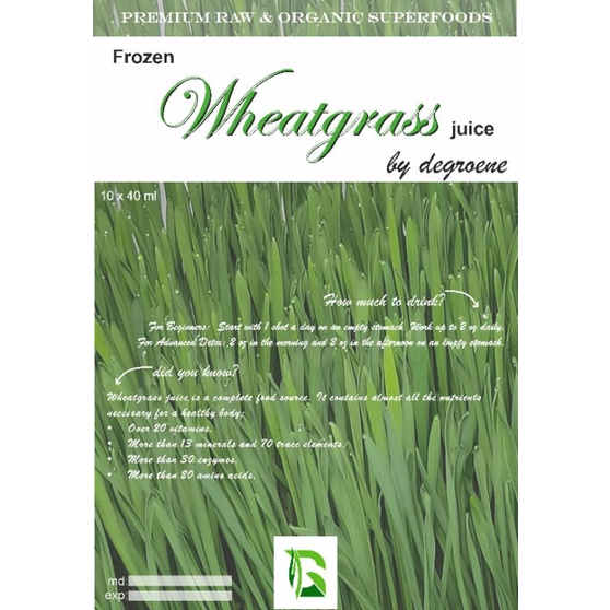 Jual Frozen wheat grass juice by degroene 10x40 ml Shopee Indonesia