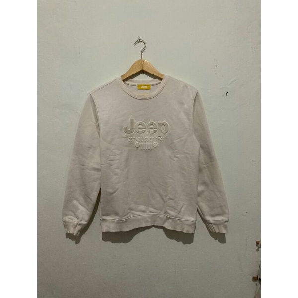 crewneck sweater JEEP white size S original second Vintage