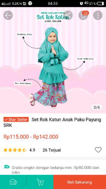 Set Rok Katun Anak Paku Payung Srk