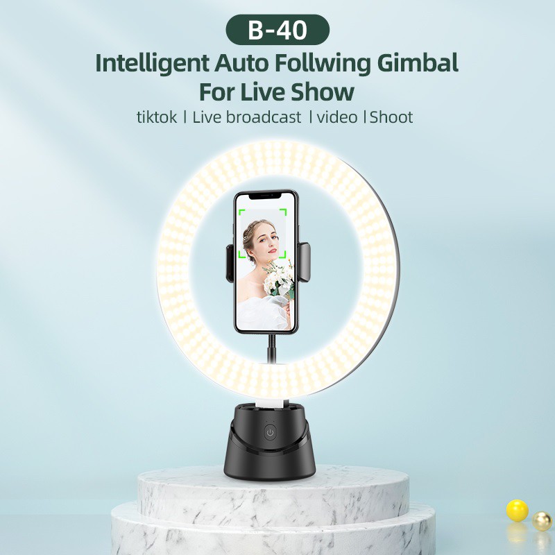 B-40 - Universal 360 Intelligent Auto Following Ring Fill Light with Face Tracking - APP Support