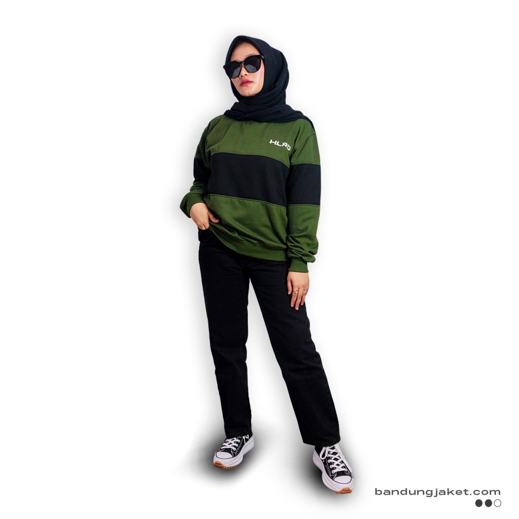 Holyrider Sweatshirt Stripe Shinju Olive II  Sweatshirt Stripe Fashionable