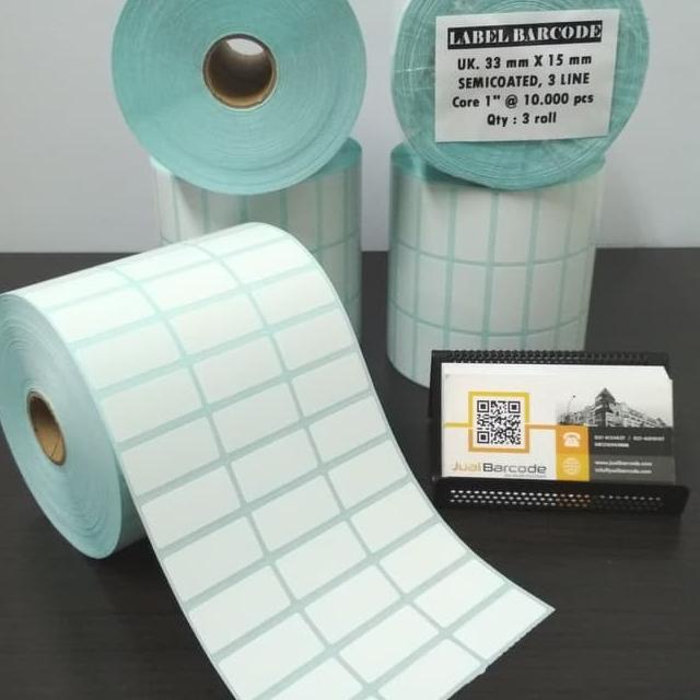 

P LABEL BARCODE 33 x 15 - 33x15 mm - 33x15mm ( 3 LINE ) KERTAS STICKER SEMICOATED ➹ (Best)