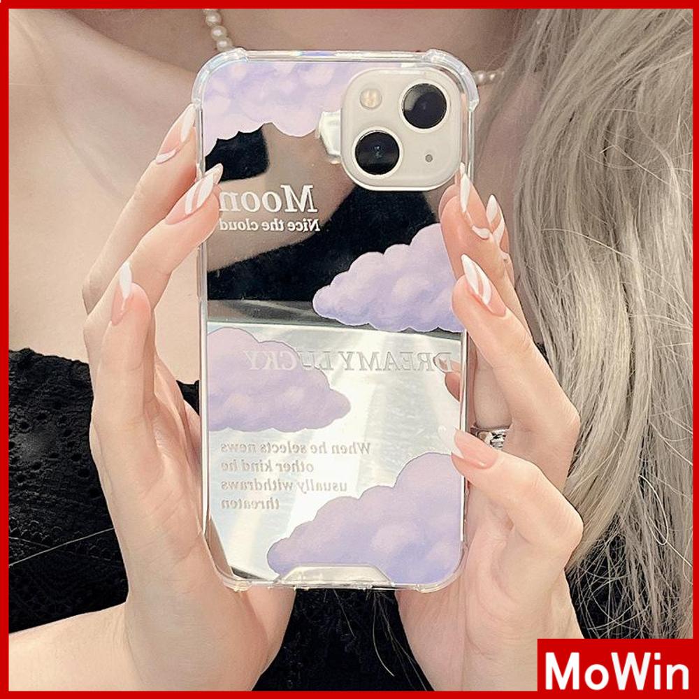 iPhone Case Acrylic Luxury Makeup Mirror Airbag Shockproof Protection Camera Purple Clouds Cute Compatible For iPhone 11 iPhone 13 Pro Max iPhone 12 Pro Max iPhone 7 Plus iPhone xr