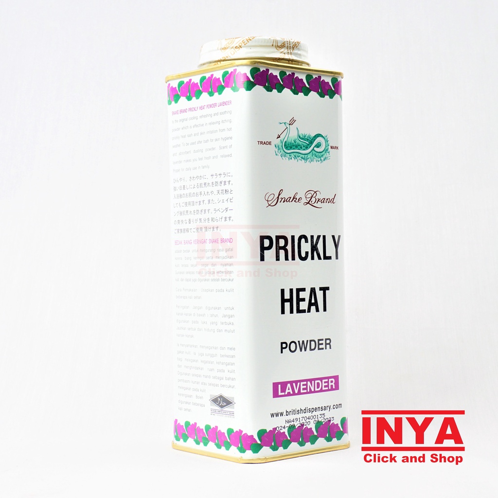 SNAKE BRAND PRICKLY HEAT POWDER LAVENDER 300gr - Bedak Kulit