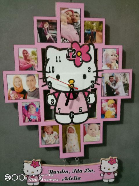 Jam Dinding Pigura Foto Karakter Kartun Hadiah Kado Custom Ultah Ulang Tahun Wisuda Wedding Unik