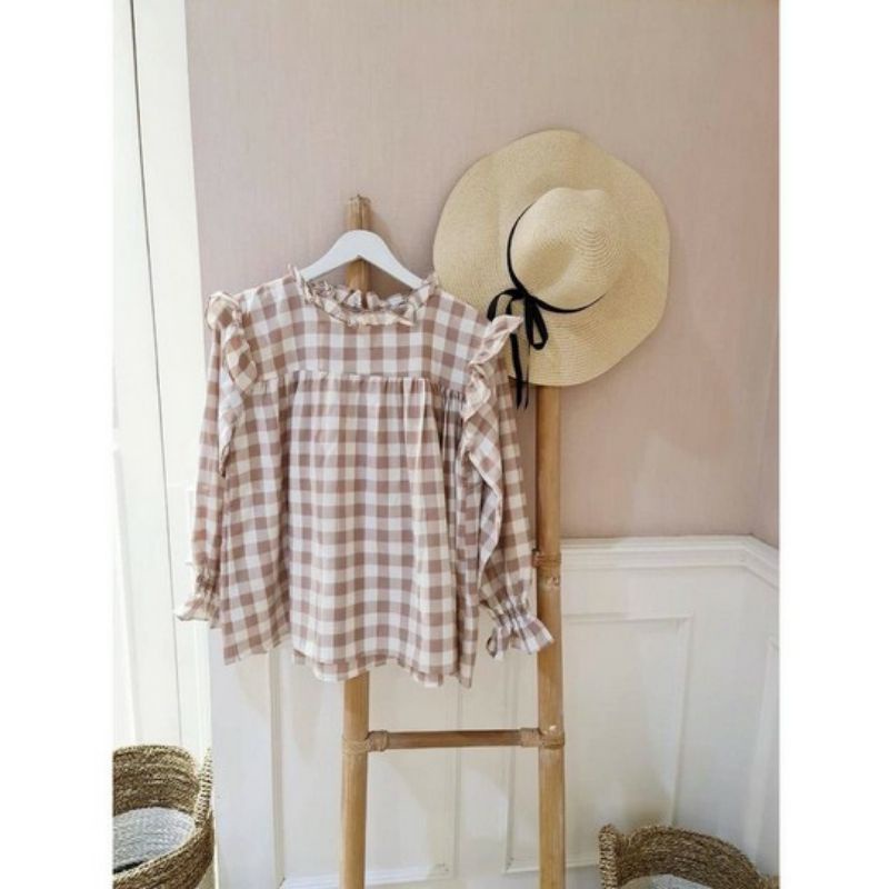 Arifirn Weona Plaid Gingham - Blouse Wanita | Baju Wanita Murah