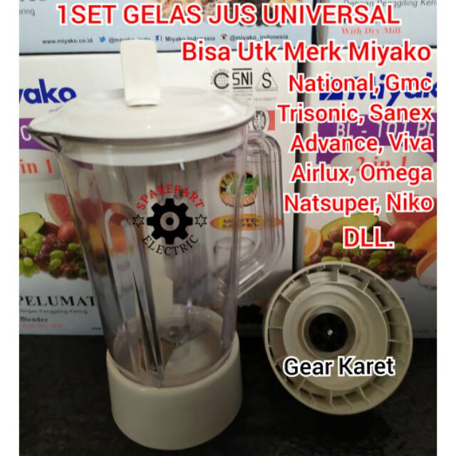GELAS + PISAU JUS 1SET BLENDER NATIONAL MIYAKO MULTI WARNA HIJAU / PUTIH
