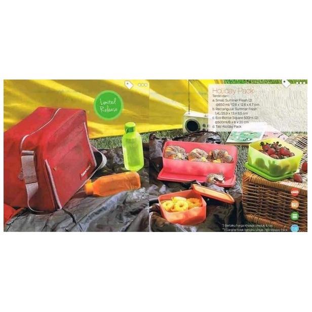 tupperware holiday pack - perlengkapan tas bekal piknik wisata camping hiking sekolah arisan