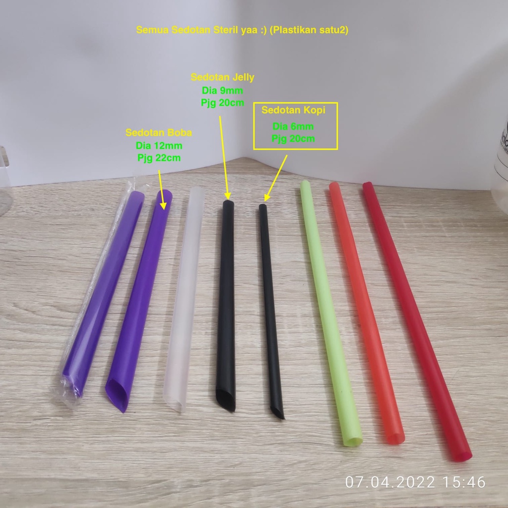 

Sedotan Kopi, Boba Steril diameter 6mm 9mm 12mm