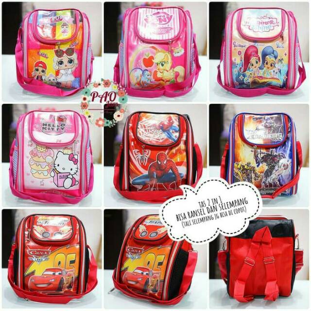 Tas ransel anak PAUD karakter / tas ransel shimmer and shine / tas ransel transformers TERBARU