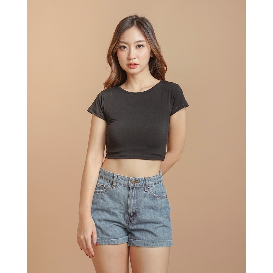 MODAVIE - SKY CROP TOP Baju Wanita Crop Top Korea Basic Crop Tee Korean Kaos Wanita Slim Fit