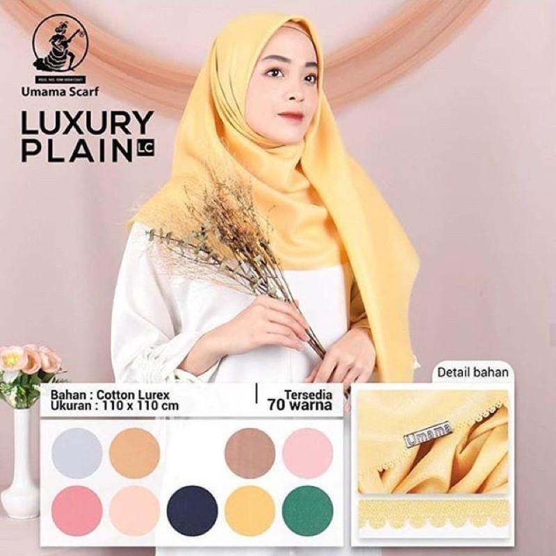 Jilbab Hijab Segiempat LUXURY PLAIN Umama Glitter Premium